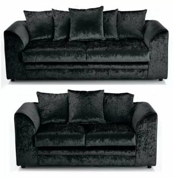 Arabia Crushed Velvet 2 Seater Sofa - Black
