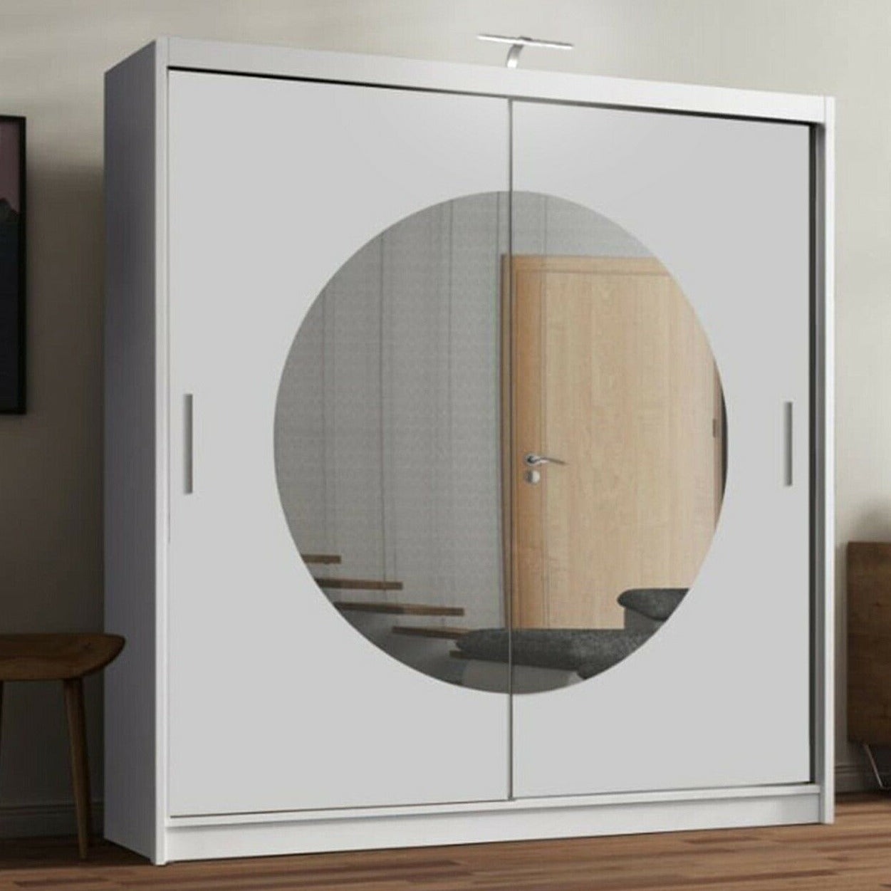 Moon 2 Sliding Door Wardrobe Grey, Black, White - 150cm and 203cm