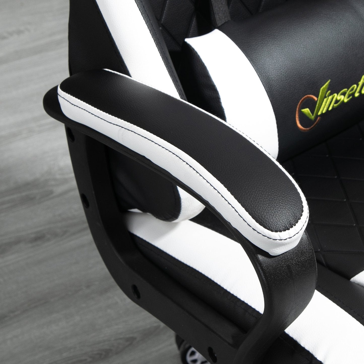 Vinsetto Racing Gaming Chair w/ Lumbar Support, Headrest, Gamer Office Chair, Black White