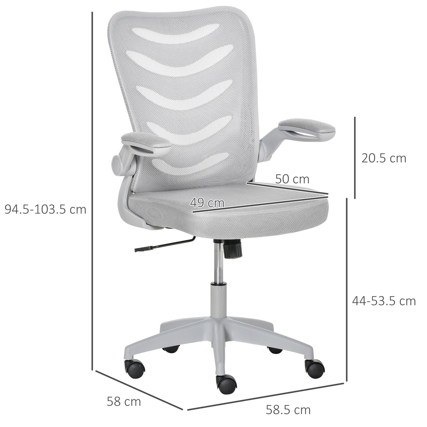 Vinsetto Mesh Office Chair Swivel Task Computer Chair for Home w/ Lumbar Support, Grey