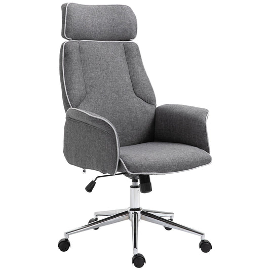 Vinsetto Office Chair Rocking Chair with Wheels Executive Adjustable High Back Grey