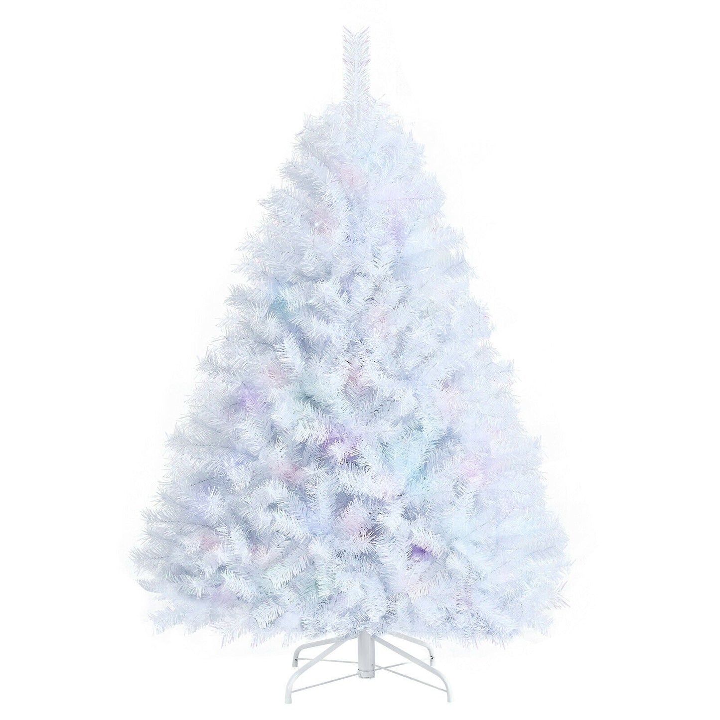 150 Cm White Artificial Christmas Tree with Iridescent Branch Tips