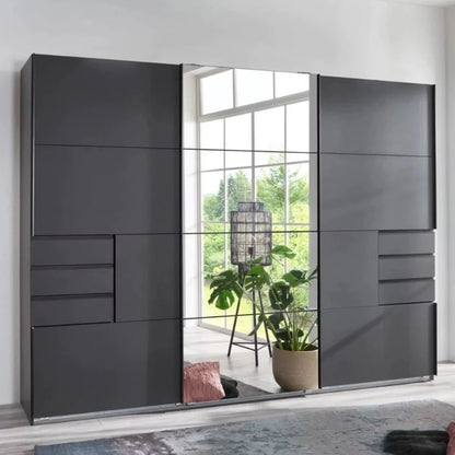 Senegal 3 Door Sliding Wardrobe with Mirror - Graphite