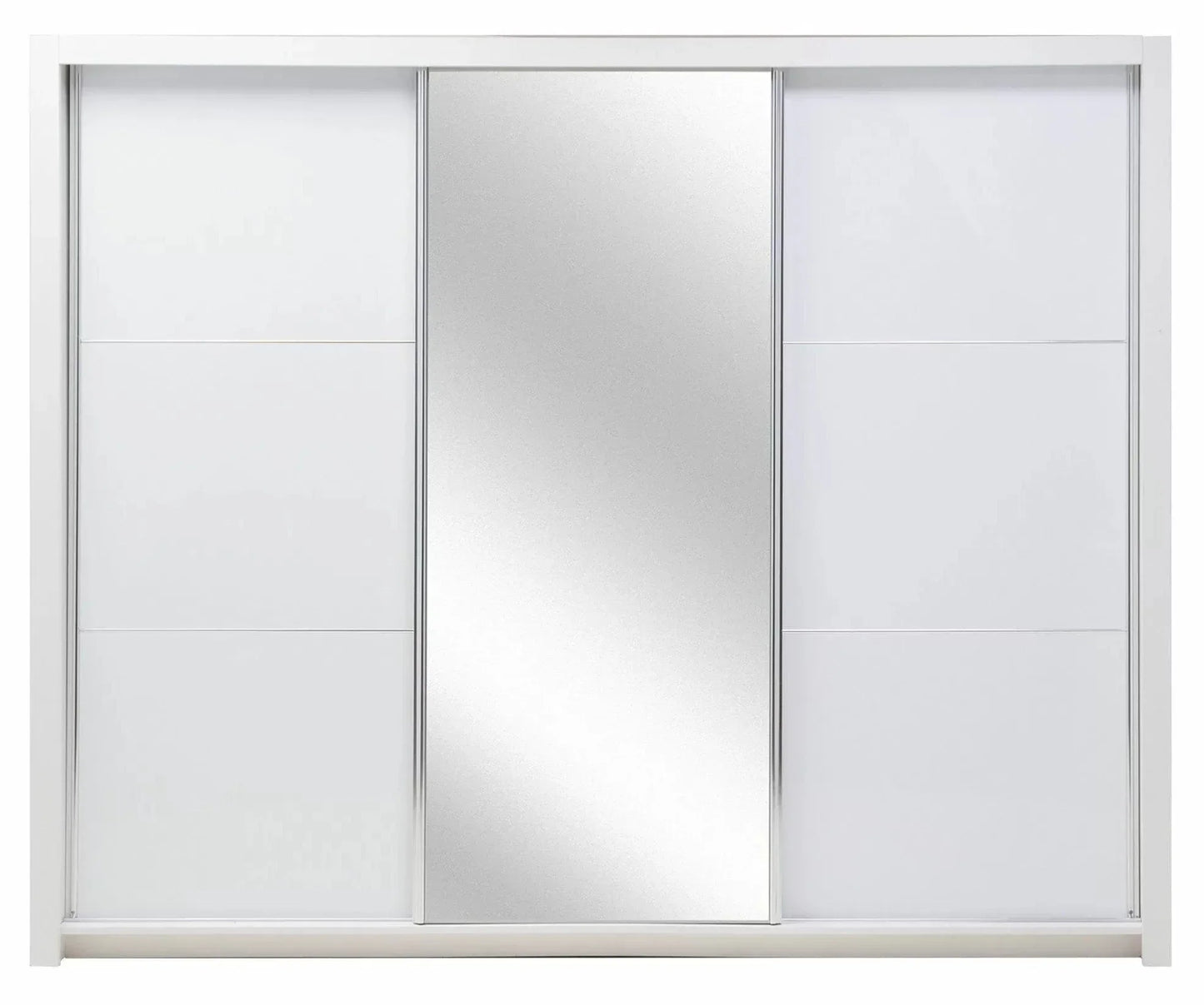 Sylvie 3-Door Gloss Sliding Mirrored Wardrobe 208cm - White