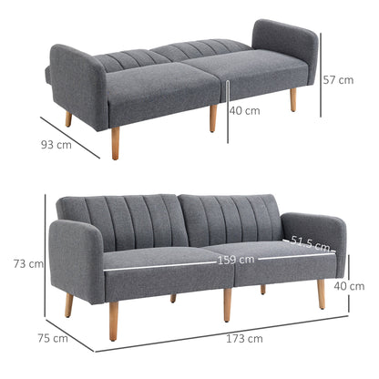 HOMCOM Two-Seater Sofa Bed, with Three-Position Back - Grey