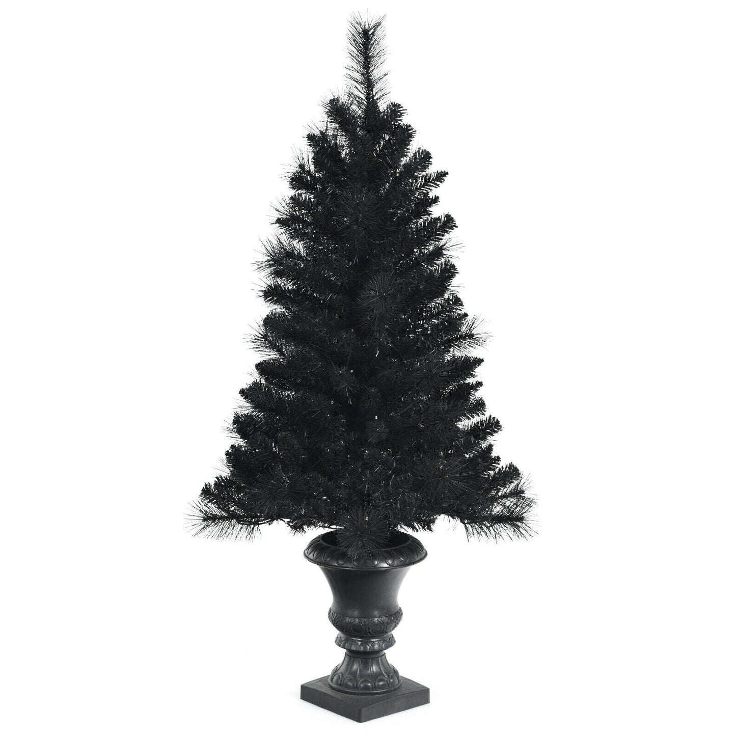 4ft Black Xmas Entrance Tree with 100 Orange LED Lights