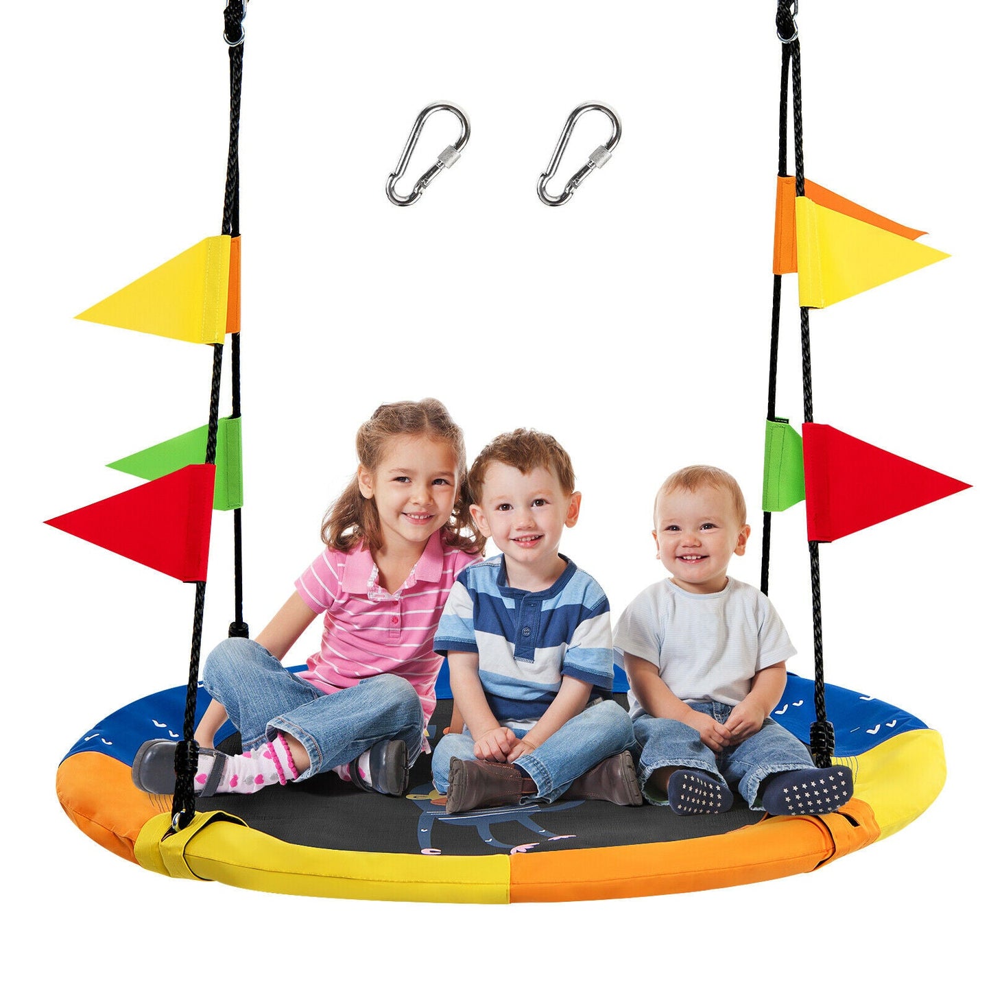 100cm Round Tree Swing with Heights Adjustable Rope