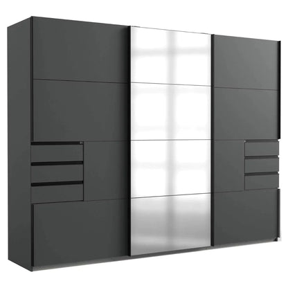 Senegal 3 Door Sliding Wardrobe with Mirror - Graphite