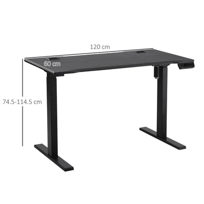 Vinsetto Electric Height Adjustable Standing Desk, 120 cm x 60 cm Memory Preset Stand Up Workstation for Home, Office, Black