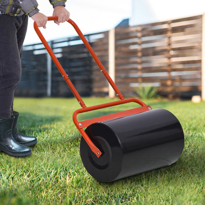 Outsunny Combination Push/Tow Lawn Roller Filled with 38L Sand (62kg) or Water, Perfect for the Garden, Backyard Φ32 x 50cm Roller