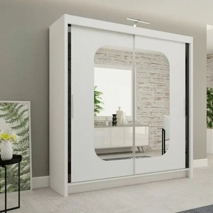 Merica 2 Door Mirrored Sliding Wardrobe - Oak, Black, White, Grey - 4 Sizes