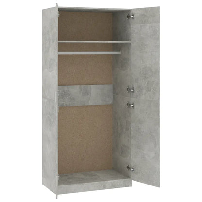 Wardrobe Concrete Grey 90x52x200 Cm Chipboard