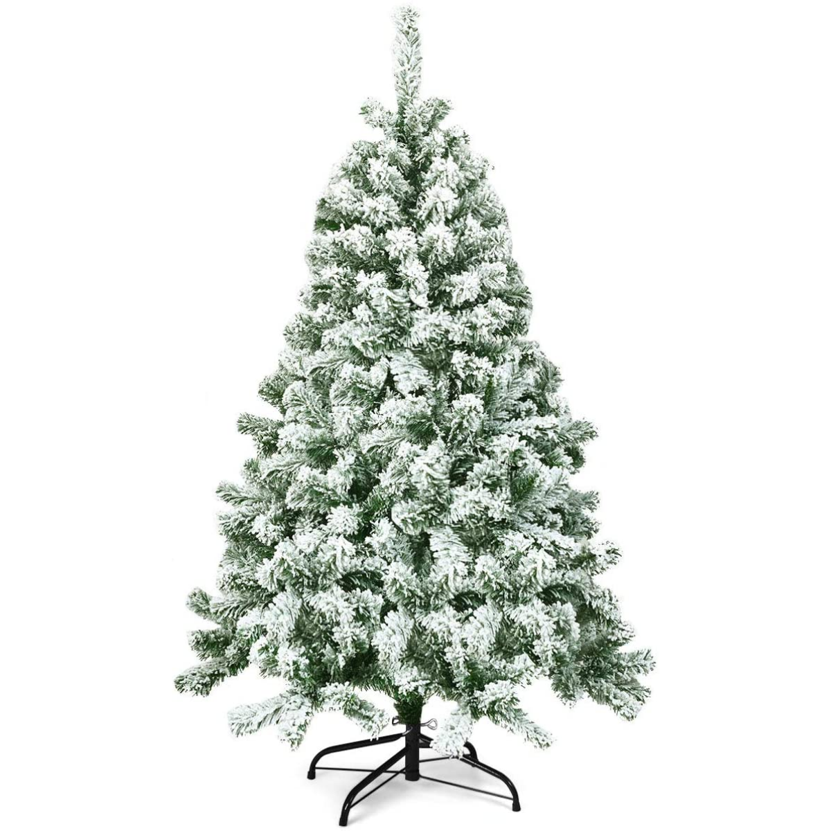 4.5ft Snow Flocked Hinged Pine Foldable Christmas Tree