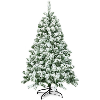 4.5ft Snow Flocked Hinged Pine Foldable Christmas Tree