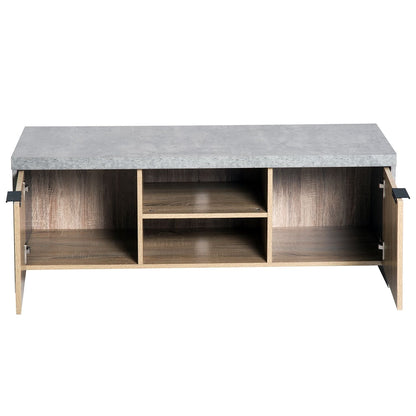 Large 2-Door TV Stand Cabinet - Grey & Wood Grain