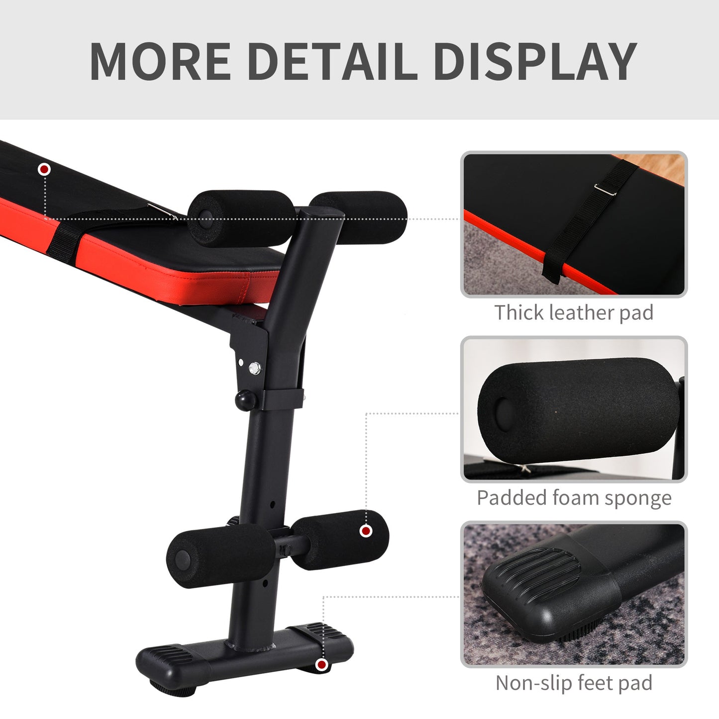 HOMCOM Foldable Sit Up Bench Leg Placement Adjustable Exercise Machine for Home Office