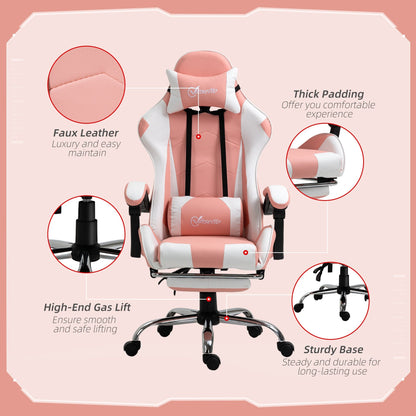 Vinsetto Racing Gaming Chair w/ Lumbar Support, Home Office Desk Gamer Recliner, Pink