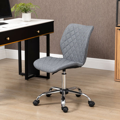 Vinsetto Mid Back Swivel Chair w/360Â° Swivel Height, thick sponge padded, Adjustable Home Office Linen Fabric Grey