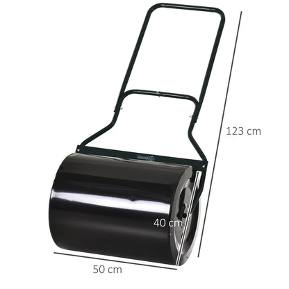 Ø50cm Steel Garden Lawn Roller Push Pull w/ Fillable Cylinder Water Sand Plug Lawn Flatten Seed Sow Rolling Drum w/ Handle