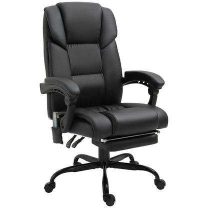 Vinsetto 6-Point PU Leather Massage Office Chair with Footrest - Black