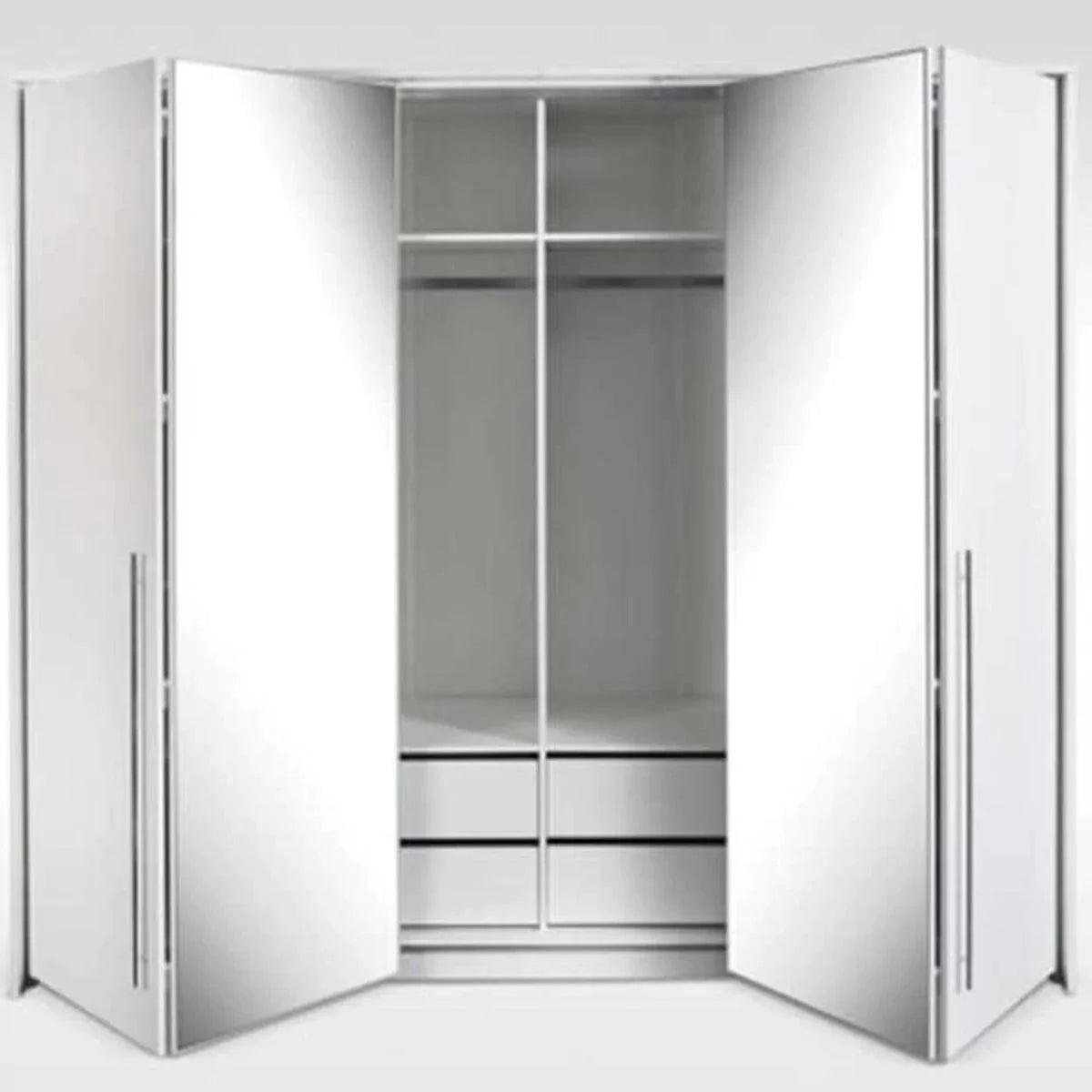 Kirklees Swinging Doors Wardrobe with Mirror - 256 White