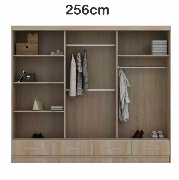 Mendeley Large High Gloss Sliding Wardrobe - Grey