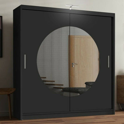 Moon 2 Sliding Door Wardrobe White, Grey, Black - 150cm and 203cm