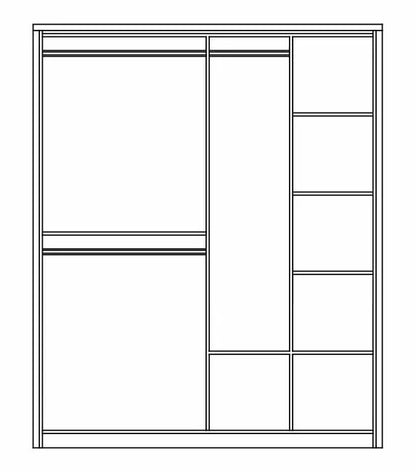 Barse 2 Door Mirrored Sliding Wardrobe 180cm - White, Oak, Grey