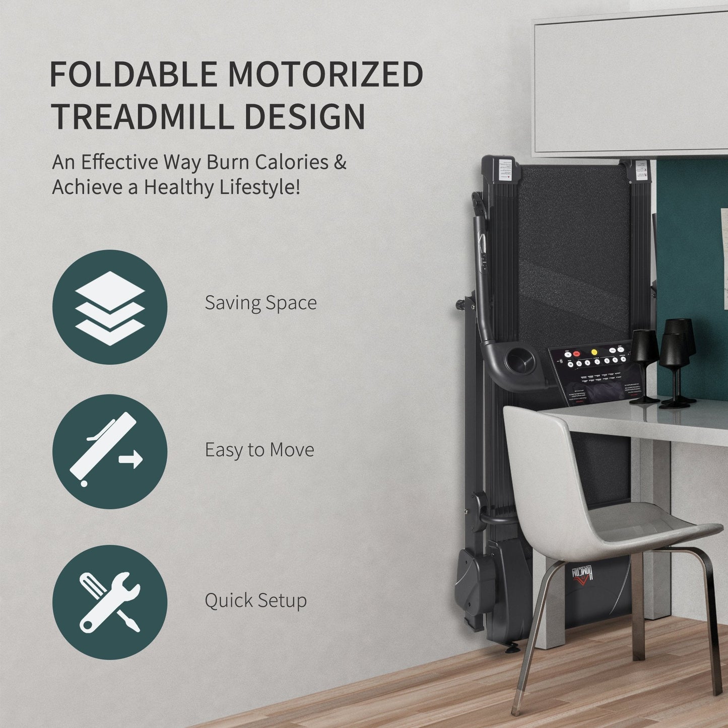 Folding Motorise Treadmill Machine LCD MP3 & USB Player w/ 5 Preset Programs