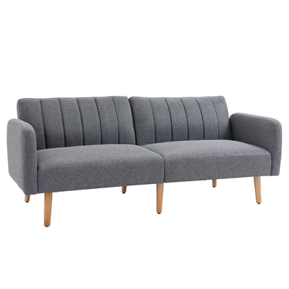 HOMCOM Two-Seater Sofa Bed, with Three-Position Back - Grey