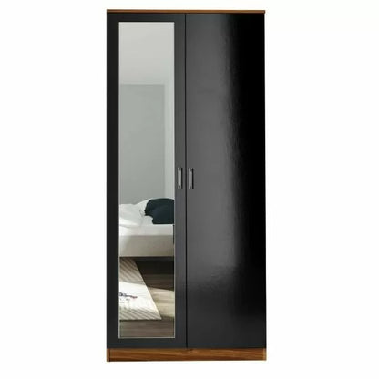 2 Door Wardrobe With Mirror With Large Cupboard Storage - 3 Colours