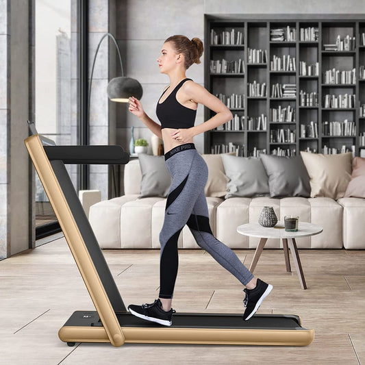 Folding Treadmill Electric 1-12KM/H with Bluetooth-Golden