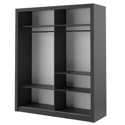 Artimas III Sliding Mirrors Door Wardrobe 181cm - Black Matt