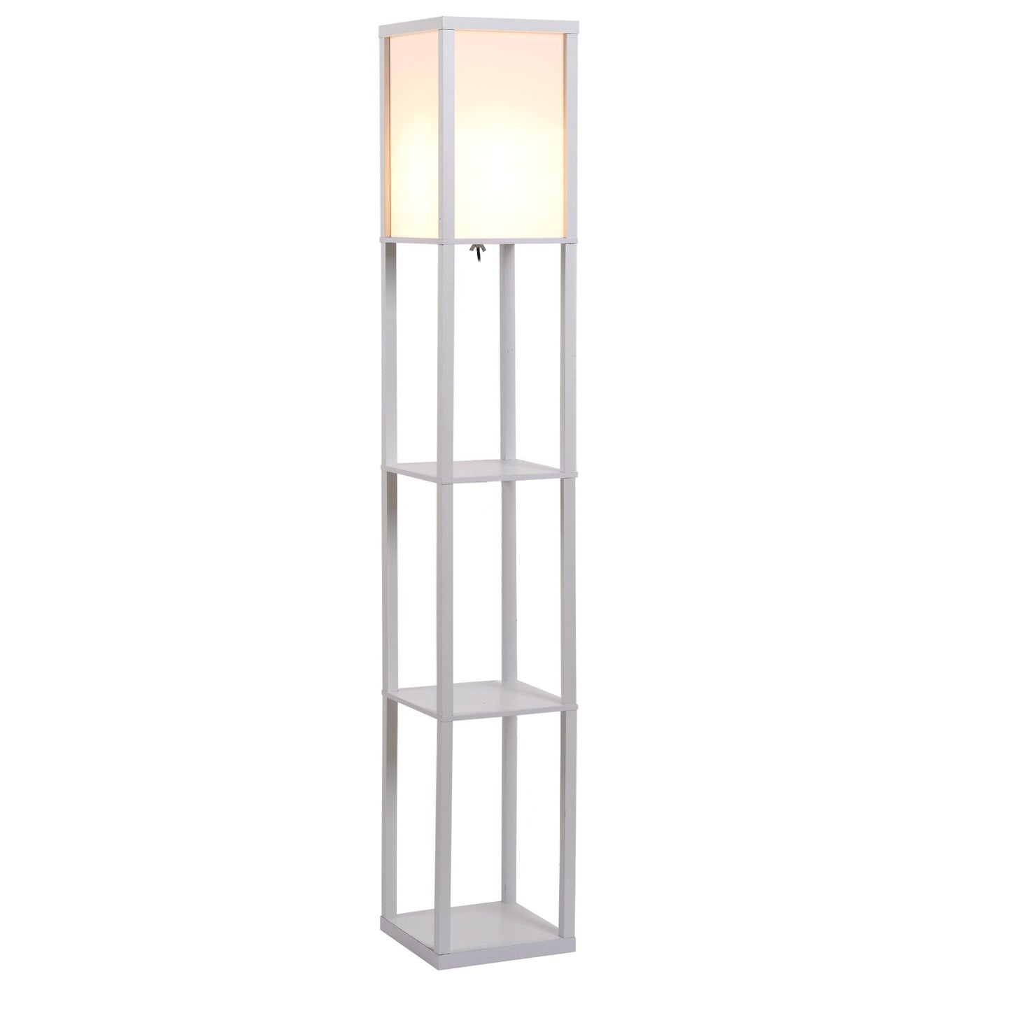 HOMCOM Standing Lamp, Floor Light with 4-Tier Storage Shelf, White