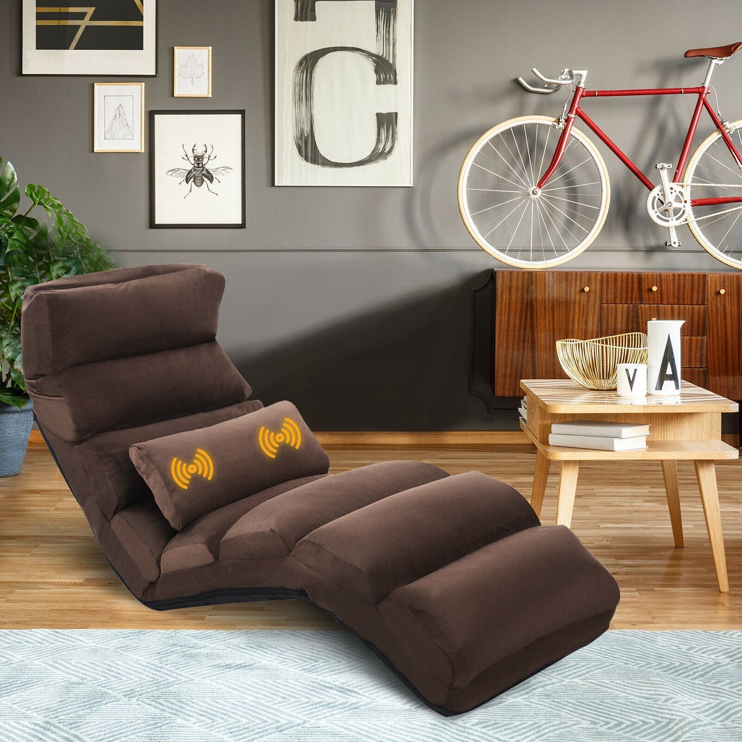 Folding Floor Sofa Chair / Ergonomic Floor Cushion-Coffee