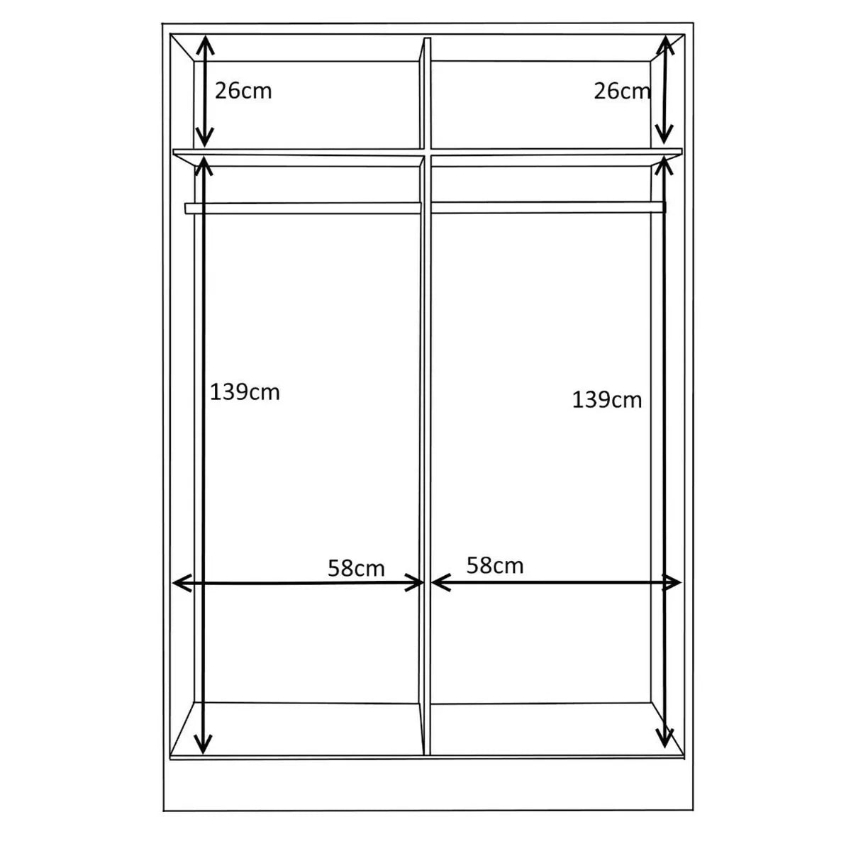 Reflect High Gloss XL 2 Door Sliding Wardrobe - Matt White