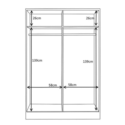 Reflect High Gloss XL 2 Door Sliding Wardrobe - Grey and Matt White