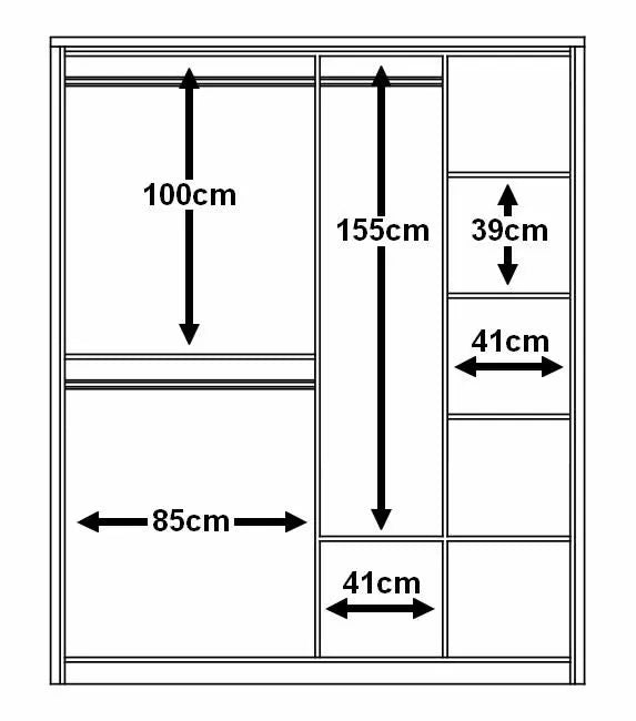 Favianus 2 Door Mirrored Sliding Wardrobe 180cm - Grey, White, Oak