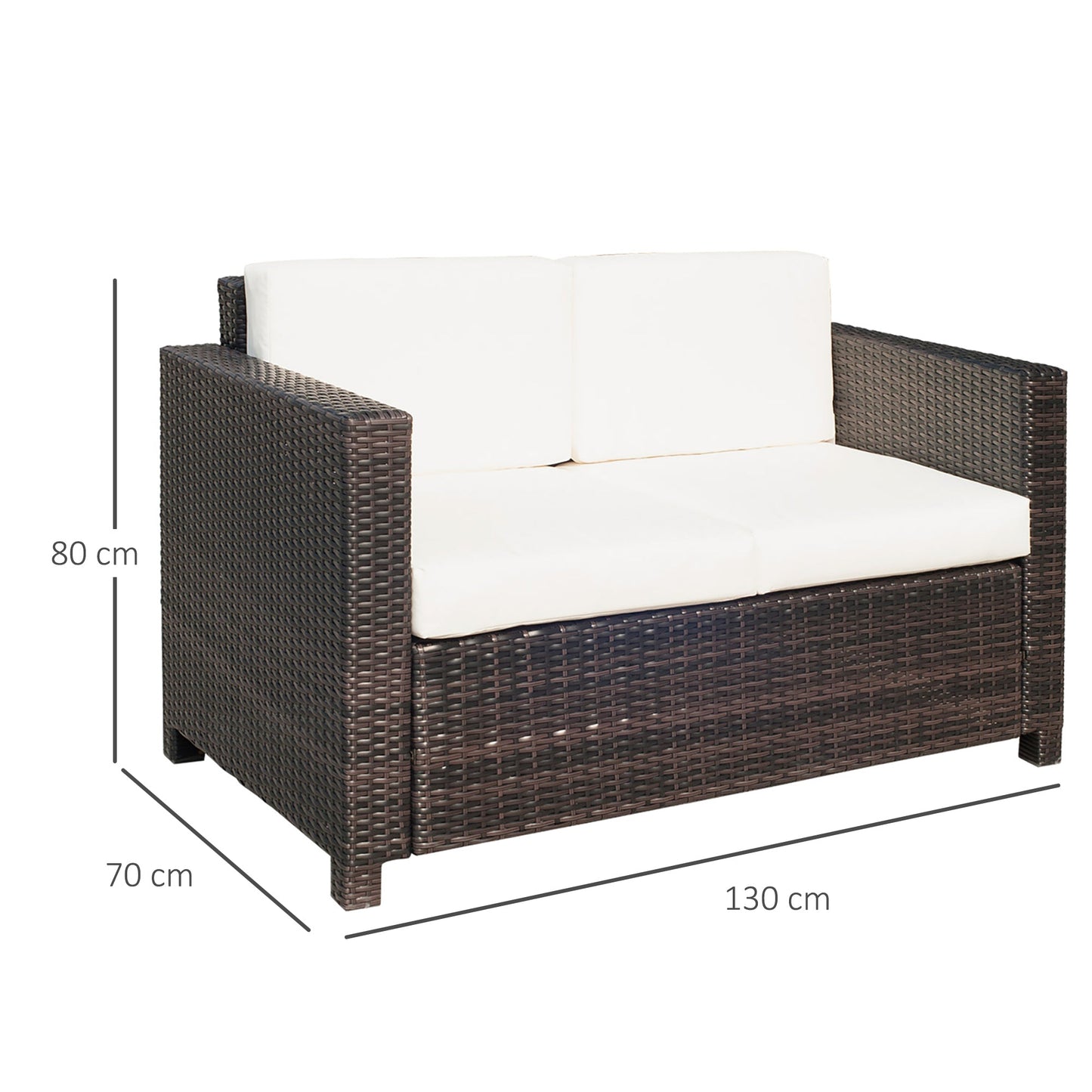 Outsunny 2-Seater Rattan Sofa - Brown