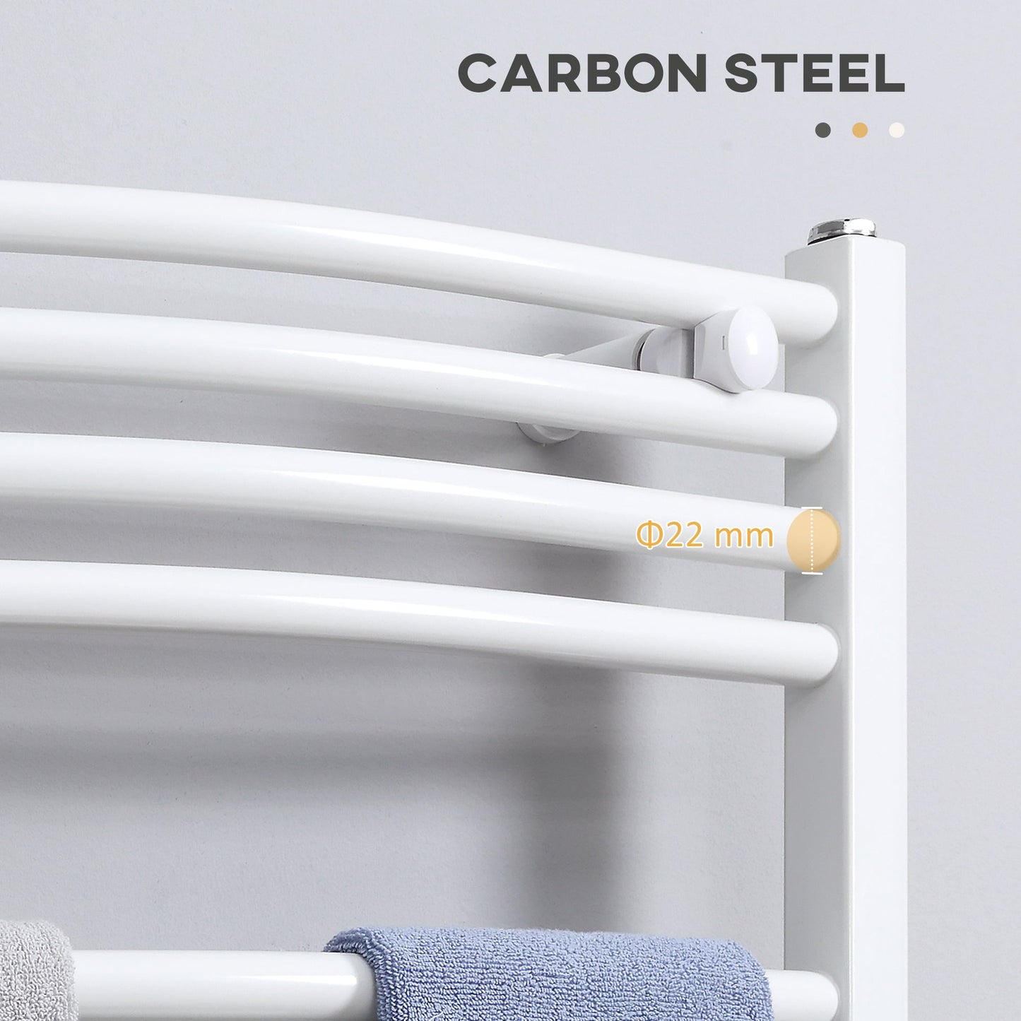 HOMCOM Straight Heated Towel Rail, Hydronic Bathroom Ladder Radiator Towel Warmer White