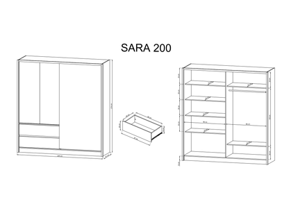خزانة ملابس سارة ذات الباب المنزلق 204 سم