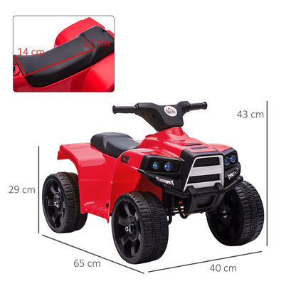 HOMCOM 6 V Kids Ride on Cars Quad Bike Electric ATV Toy for Toddlers w/ Headlights Battery Powered for 18-36 months Black+Red