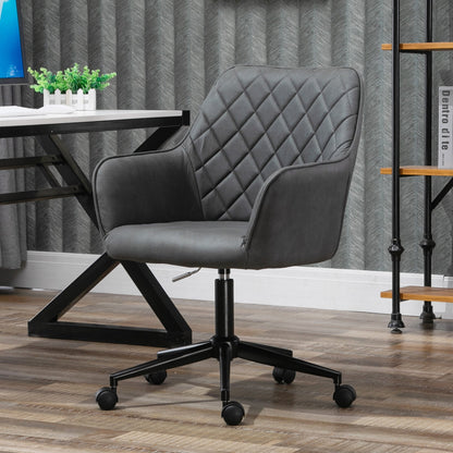 Vinsetto Swivel Argyle Office Chair Leather-Feel Fabric Home Study Leisure with Wheels