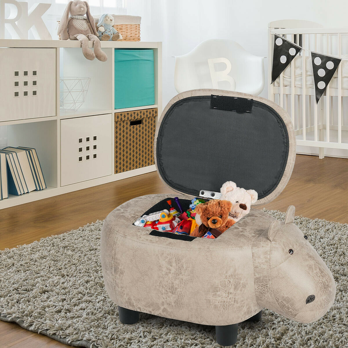 Upholstered Animal Shaped Ottoman Foot Stool-Grey