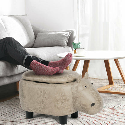 Upholstered Animal Shaped Ottoman Foot Stool-Grey