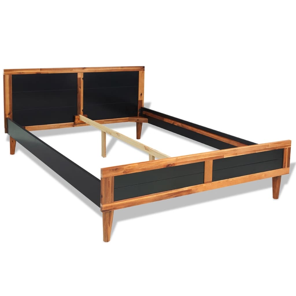 Bed Frame Black Solid Acacia Wood 140x200 cm