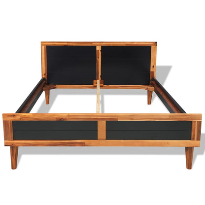 Bed Frame Black Solid Acacia Wood 140x200 cm