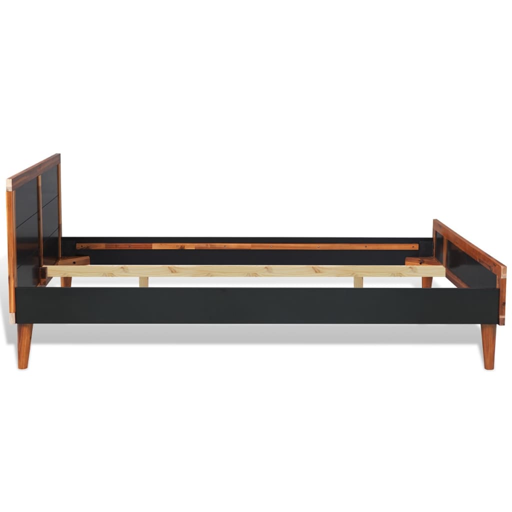 Bed Frame Black Solid Acacia Wood 140x200 cm