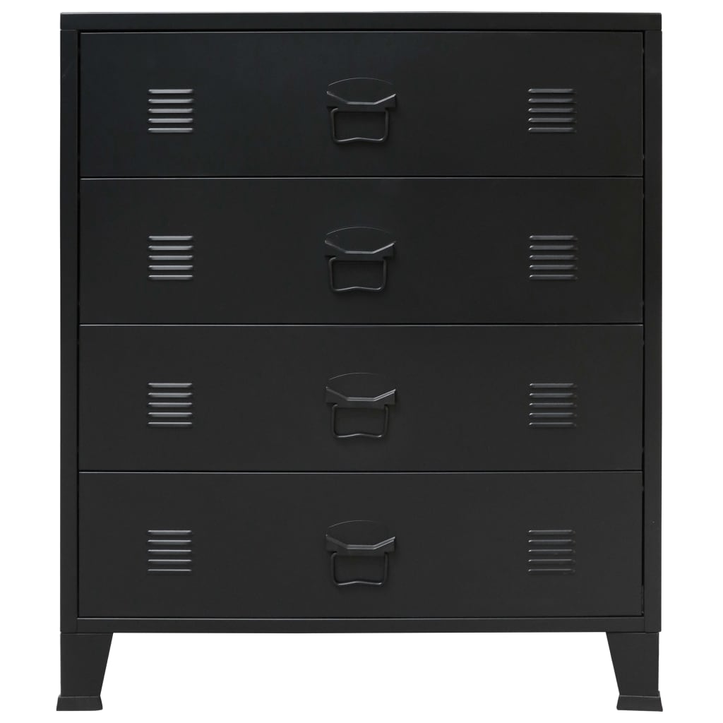 Chest of Drawers Metal Industrial Style 78x40x93 cm Black
