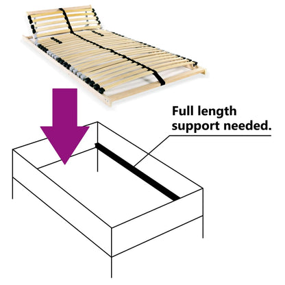 Slatted Bed Base with 28 Slats 7 Zones 90x200 cm